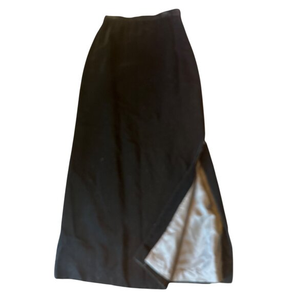 Mila Schön Alta Moda Pronta Black Velvet Maxi Skirt Vintage 80s Cocktail Size 10 - Picture 4 of 4